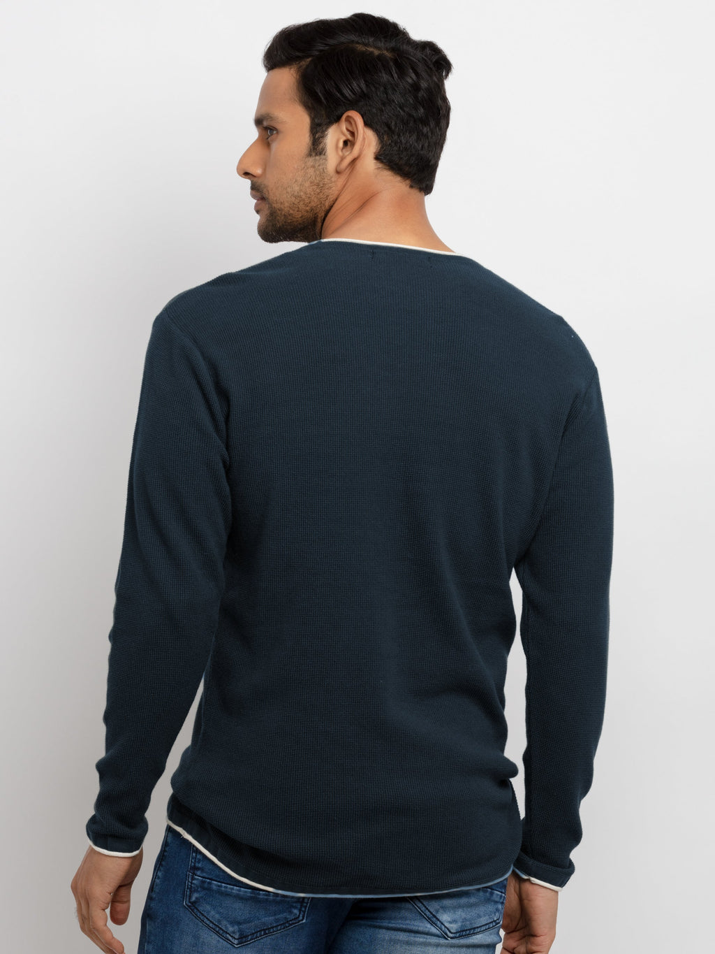 Mens Solid Round Neck Sweater