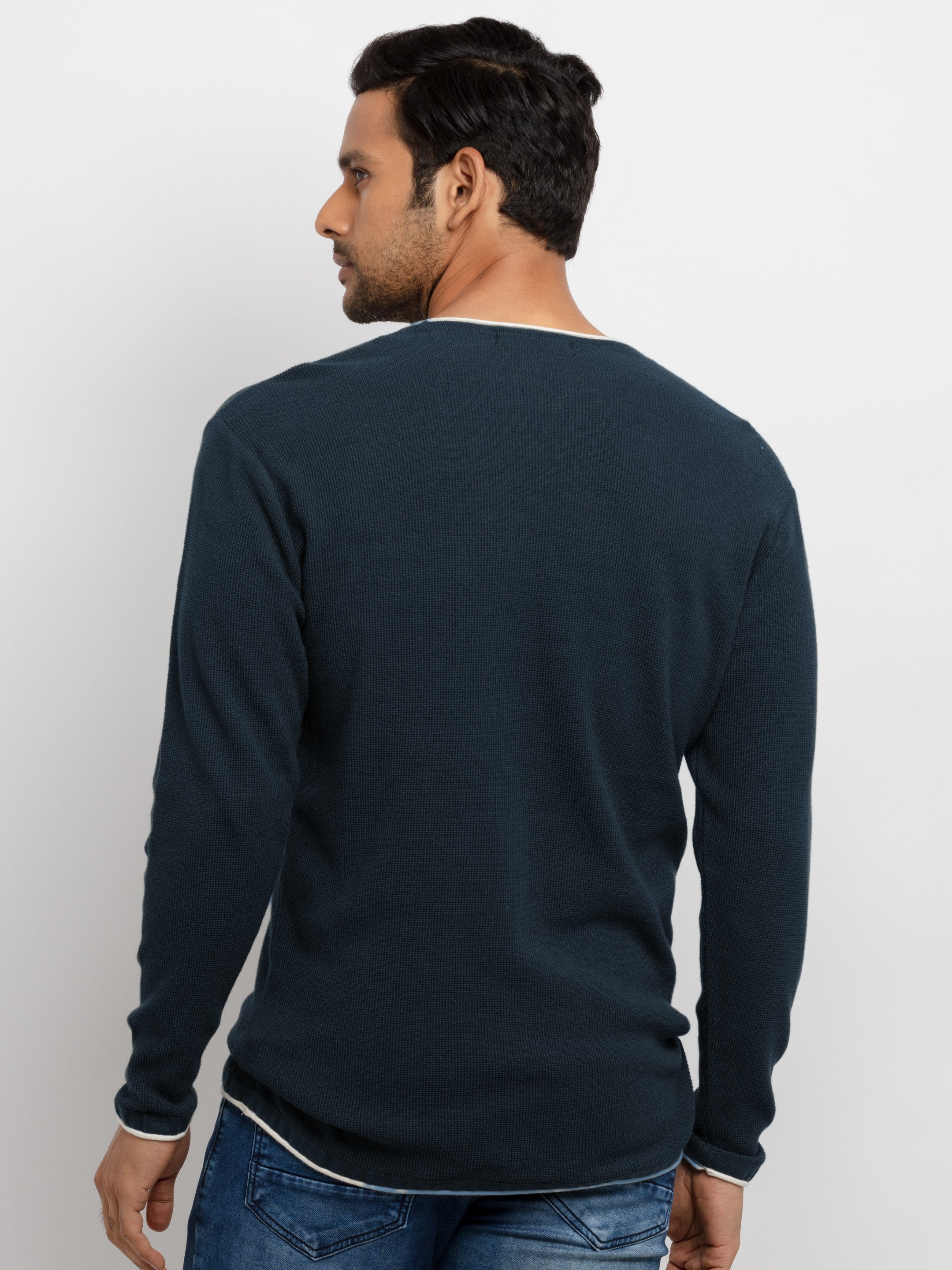 Mens Solid Round Neck Sweater