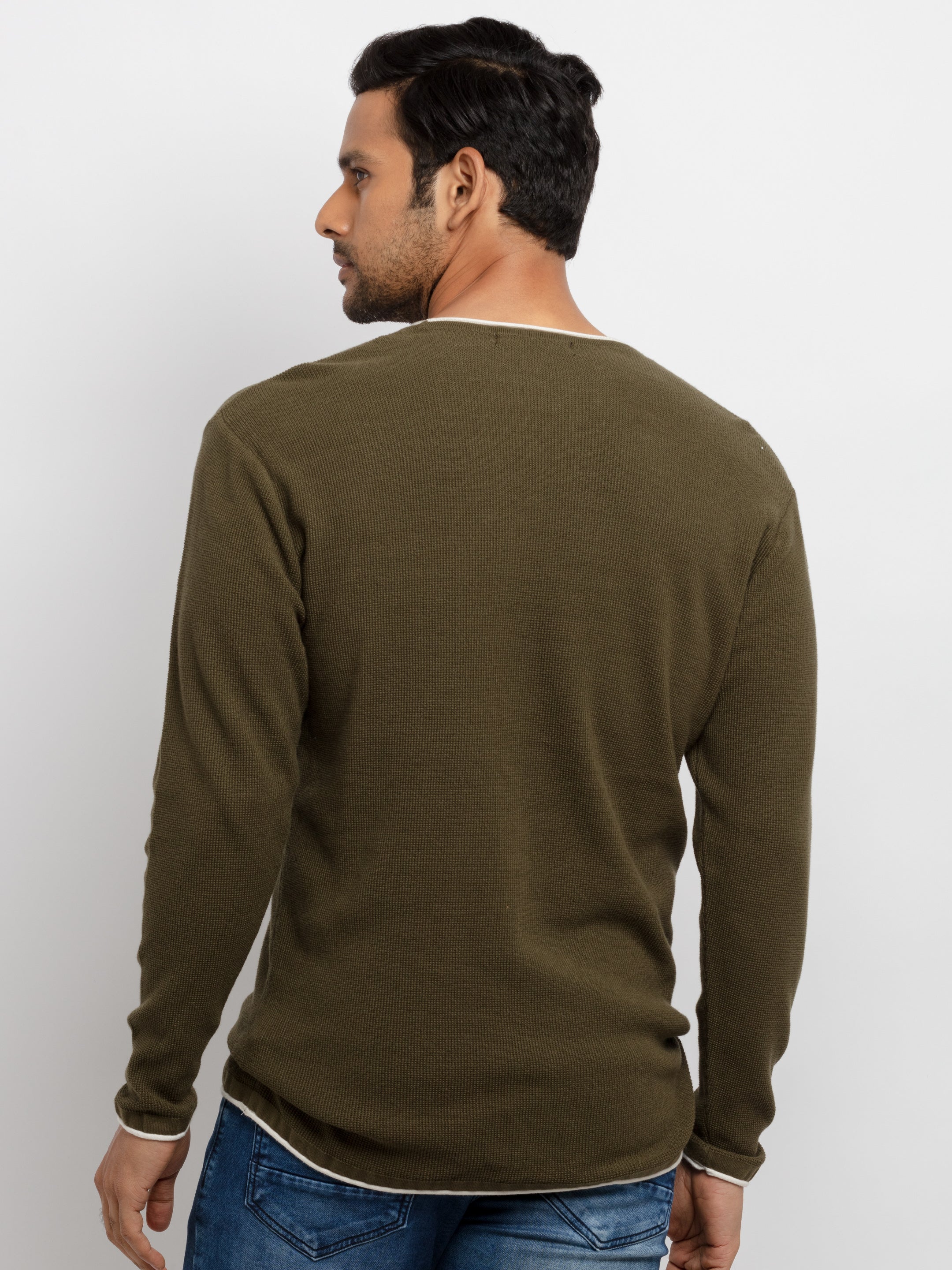 Mens Solid Round Neck Sweater