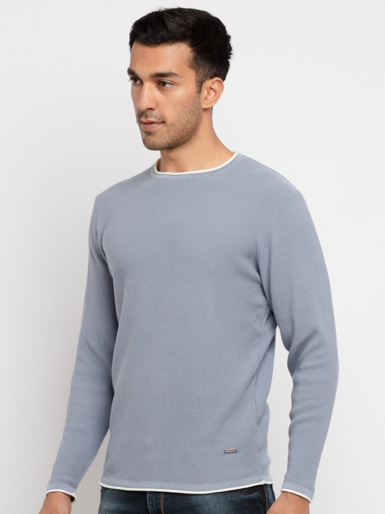 Mens Solid Round Neck Sweater Secondary image