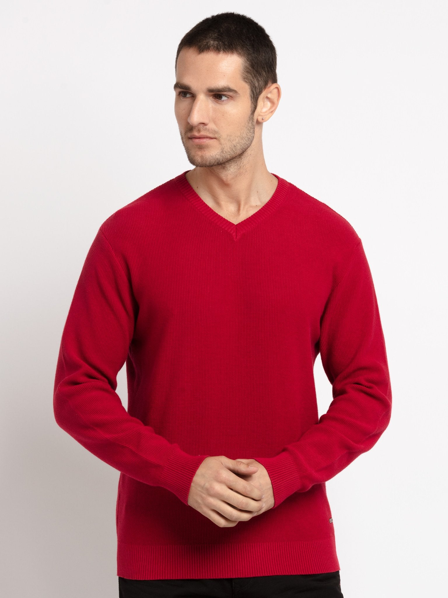Status Quo |Red, RED Round Neck Sweater - 3XL, 4XL, 5XL