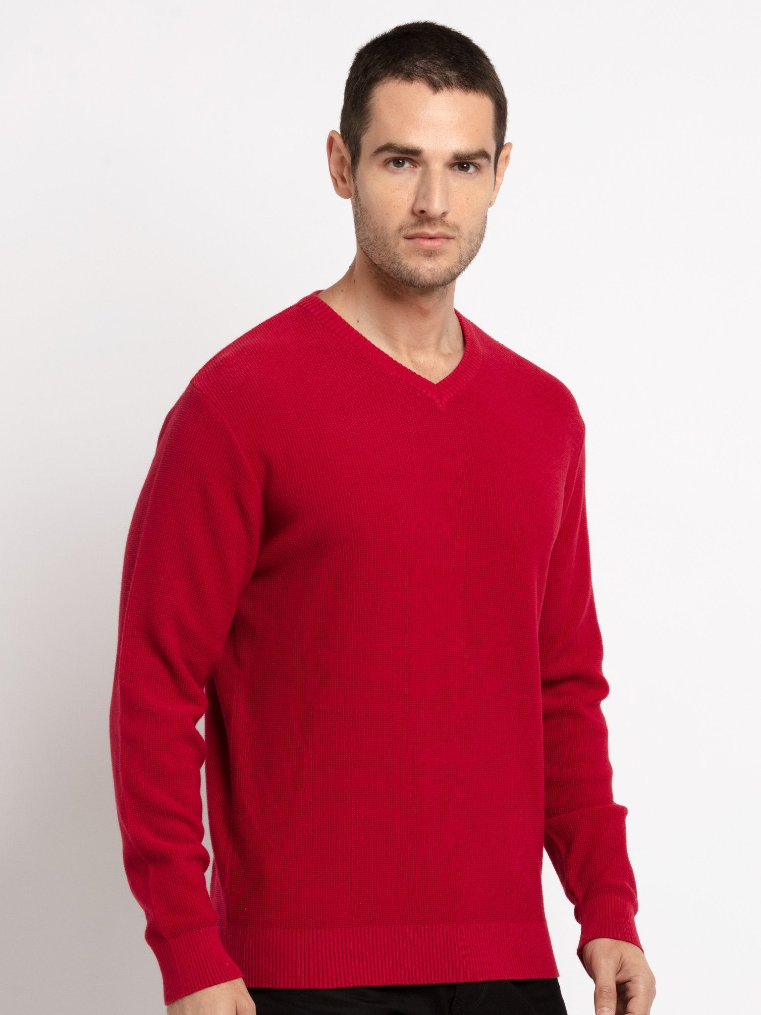 Mens Solid V-Neck Sweater Secondary image