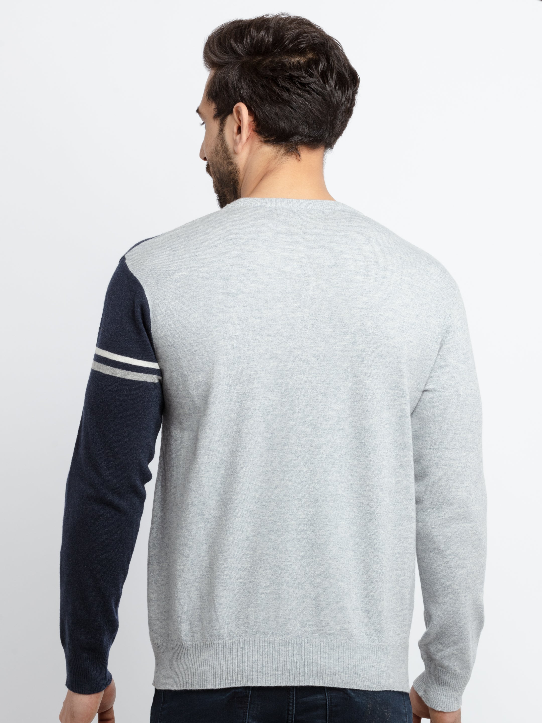 Mens Colour Blocking Round Neck Sweater