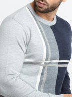 Mens Colour Blocking Round Neck Sweater