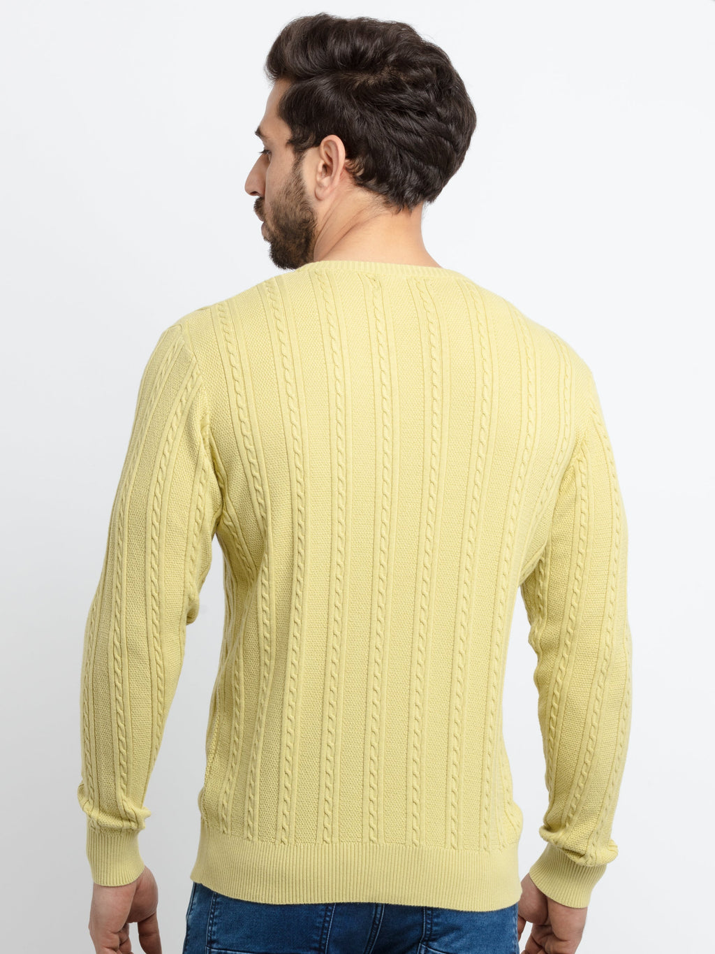 Mens Cable Knit Round Neck Sweater