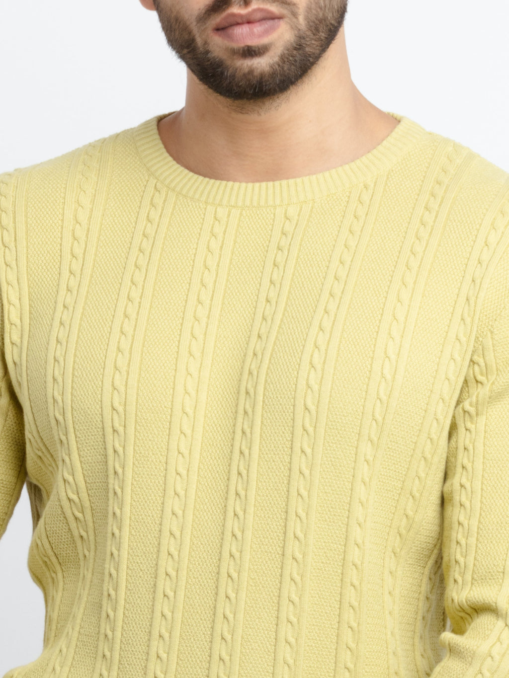 Mens Cable Knit Round Neck Sweater