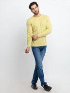 Mens Cable Knit Round Neck Sweater