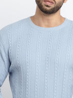 Mens Cable Knit Round Neck Sweater