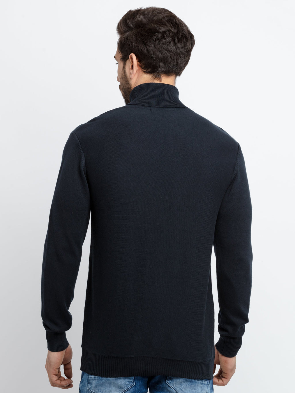 Mens Striped Turtle Neck Sweater