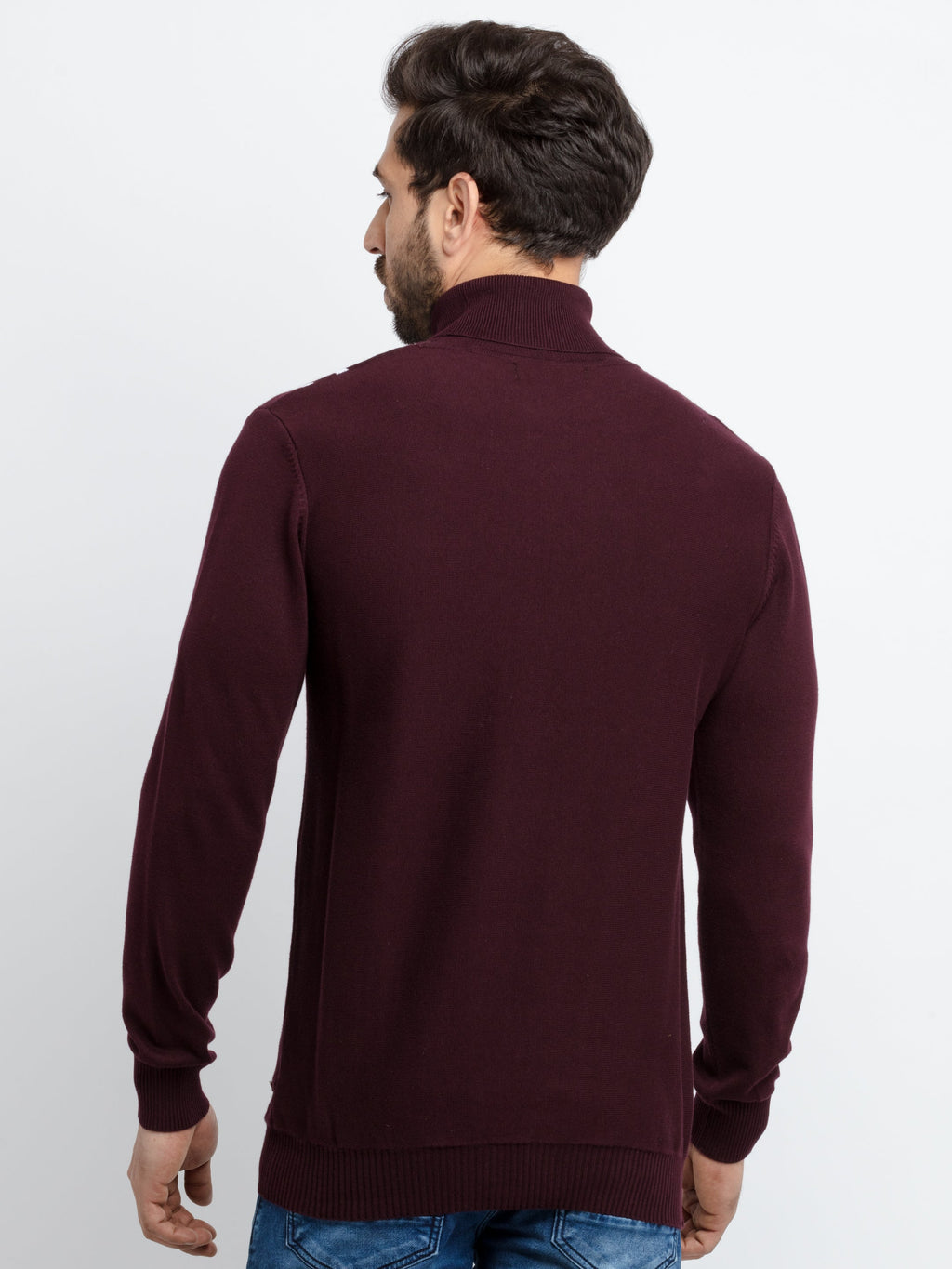 Mens Striped Turtle Neck Sweater