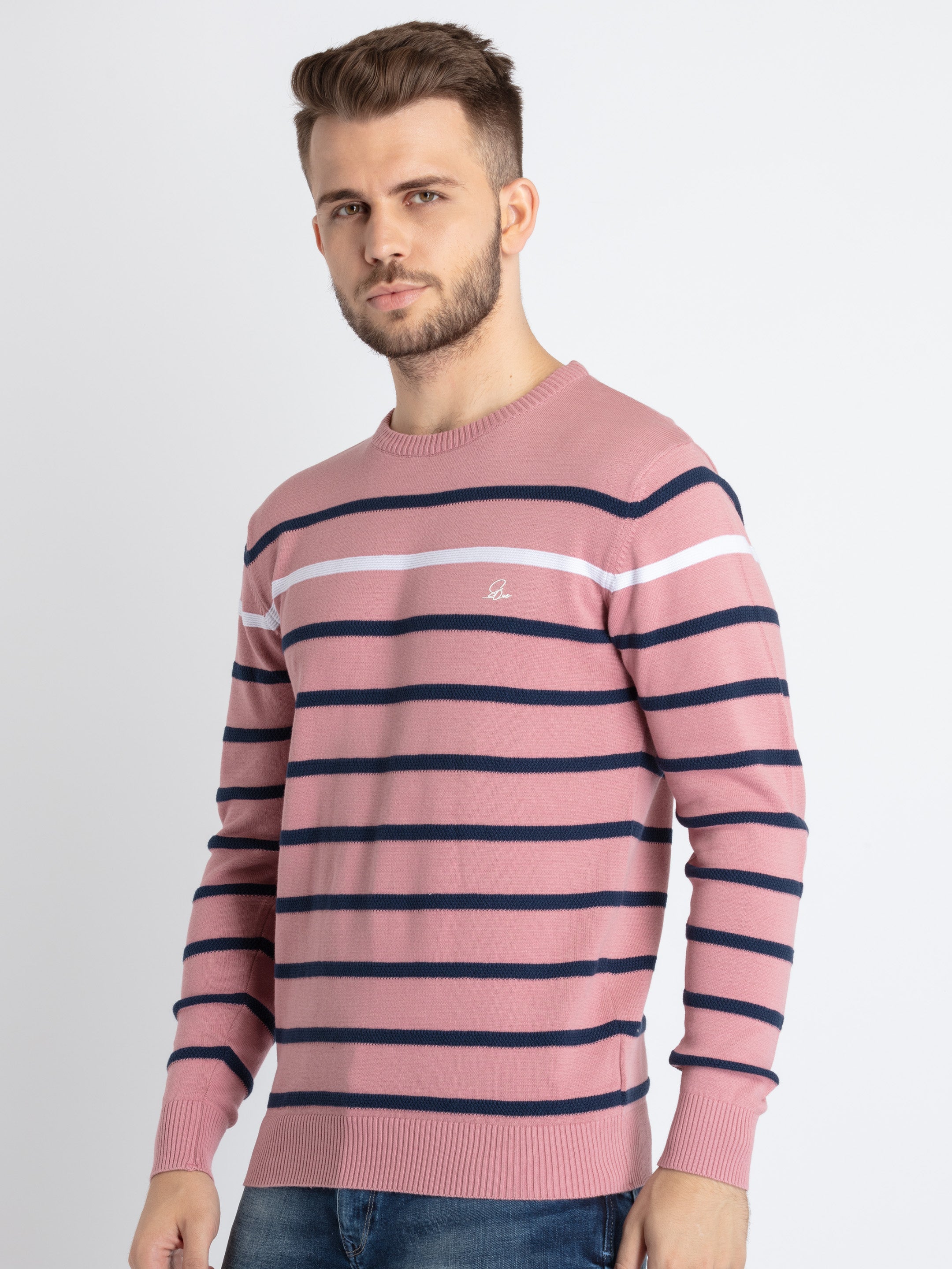 Mens Structure Knit Round Neck Sweater Secondary image