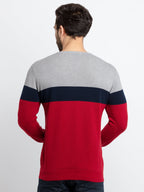 Mens Colour Blocking Round Neck Sweater