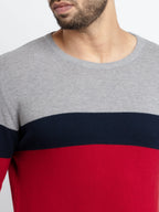 Mens Colour Blocking Round Neck Sweater
