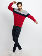 Mens Colour Blocking Round Neck Sweater