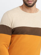 Mens Colour Blocking Round Neck Sweater
