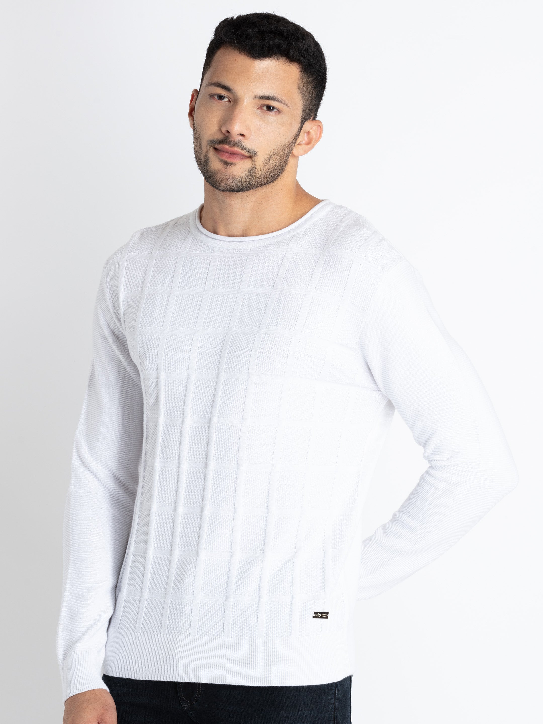Mens Solid Round Neck Sweater Secondary image