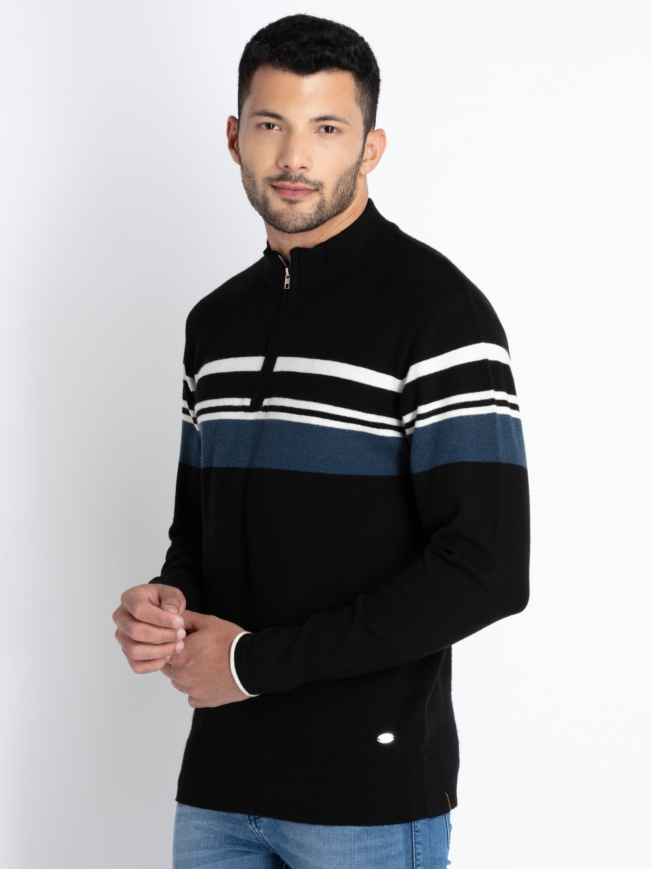 Mens Striped Round Neck Sweater Secondary image