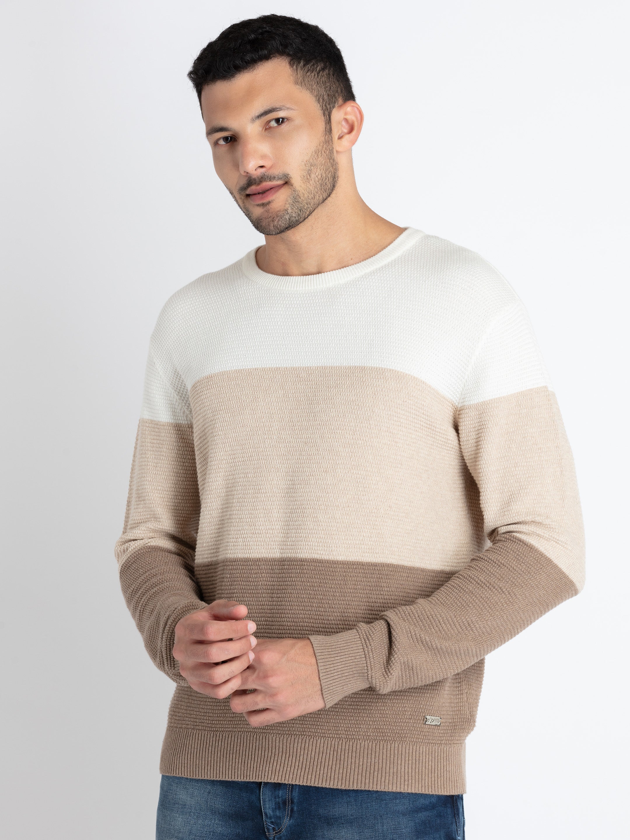 Mens Colourblock Round Neck Sweater Secondary image