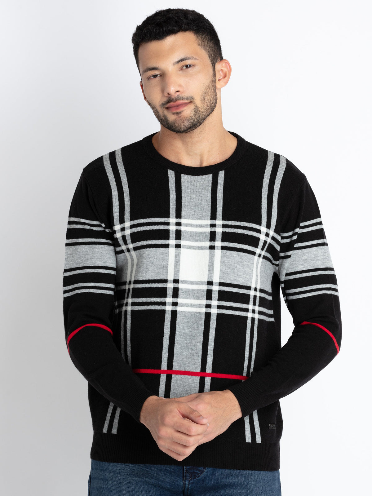 checkered sweater