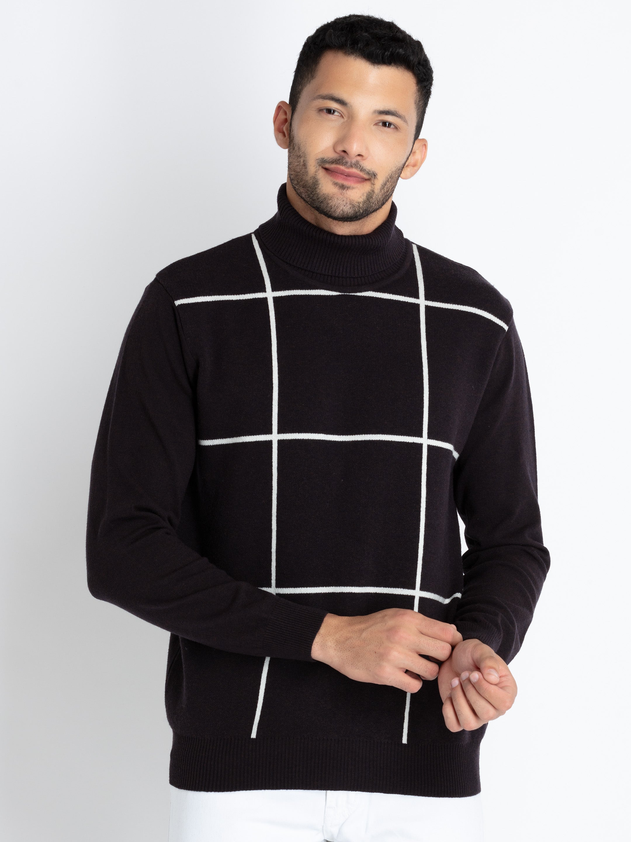 checkered sweater