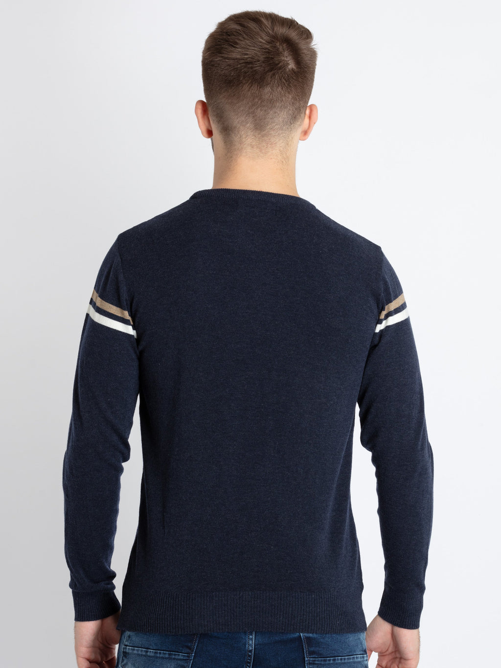 Mens Colourblocked Round Neck Sweater