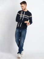 Mens Colourblocked Round Neck Sweater