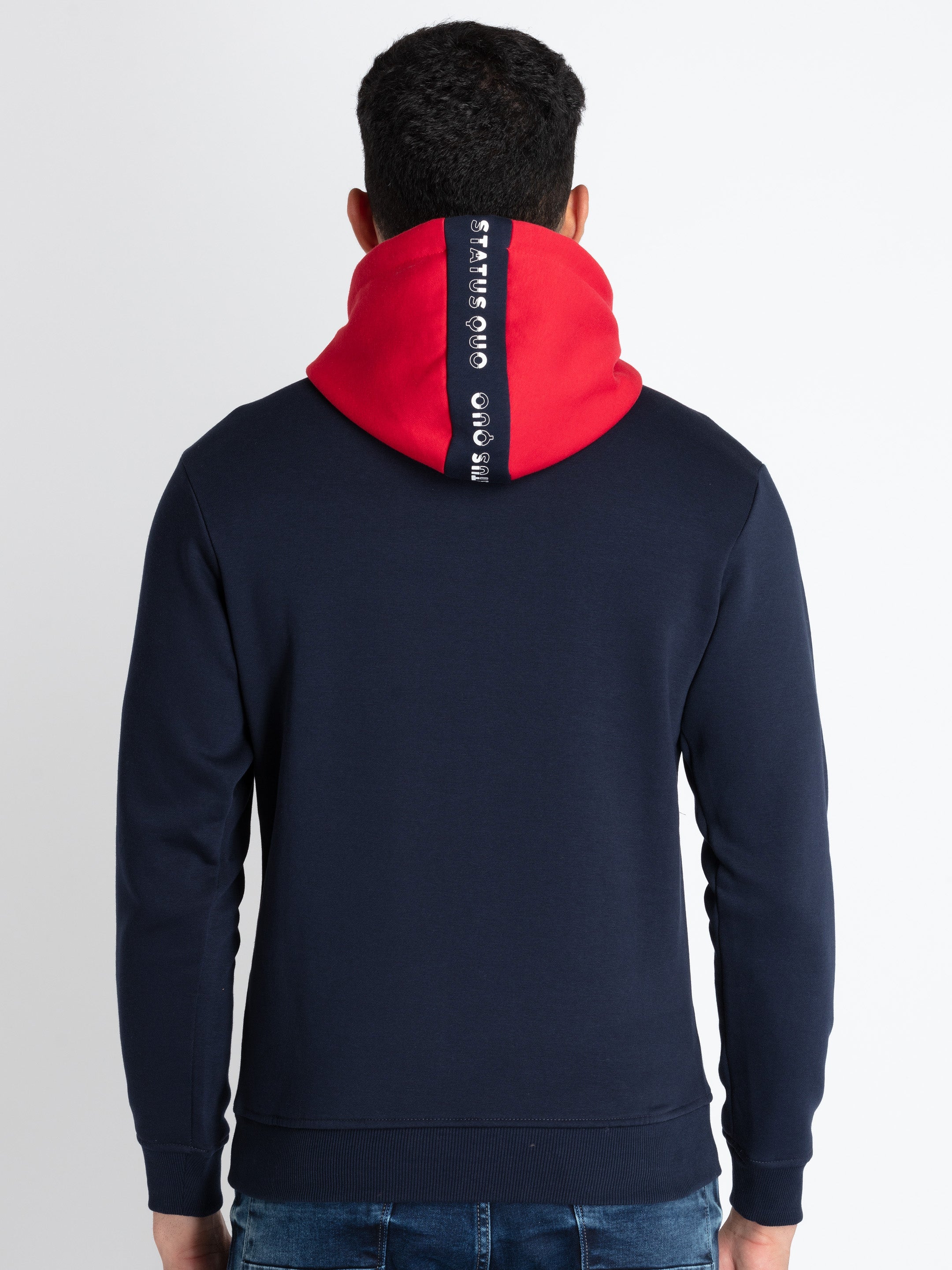 Mens Mix Match Sweatshirt With Hoodie S NAVY/RED SQ-FL-21307-NAVY/RED