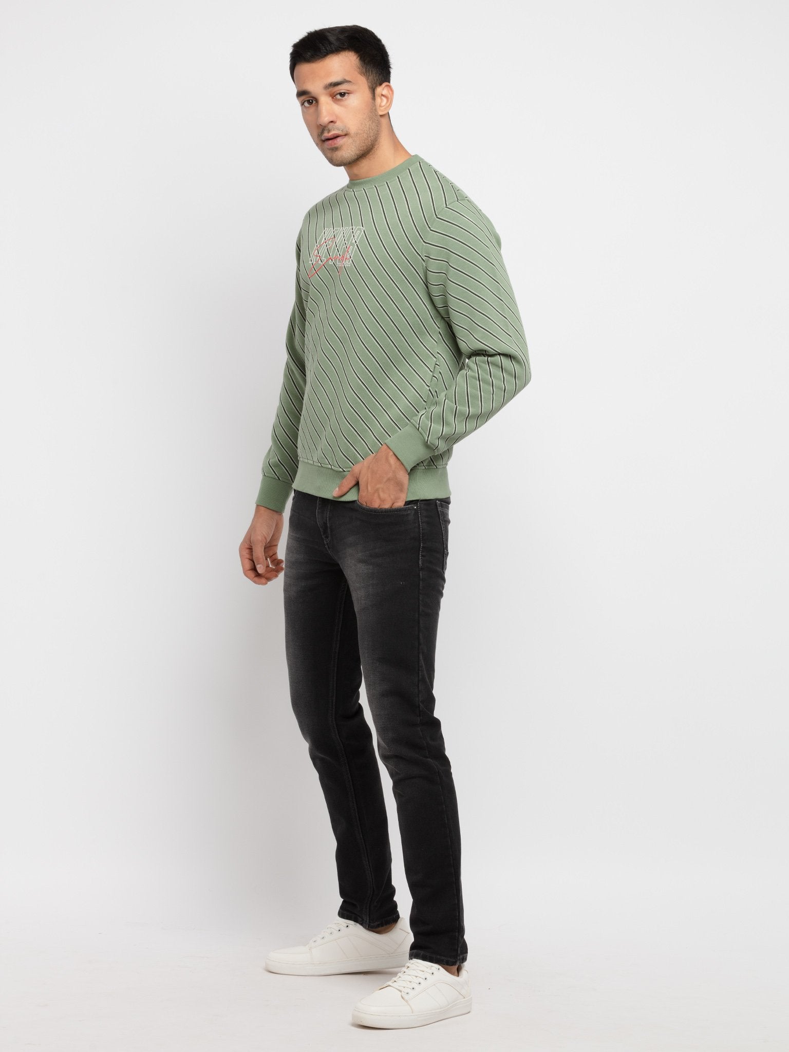 Mens Printed Round Neck Sweatshirt
