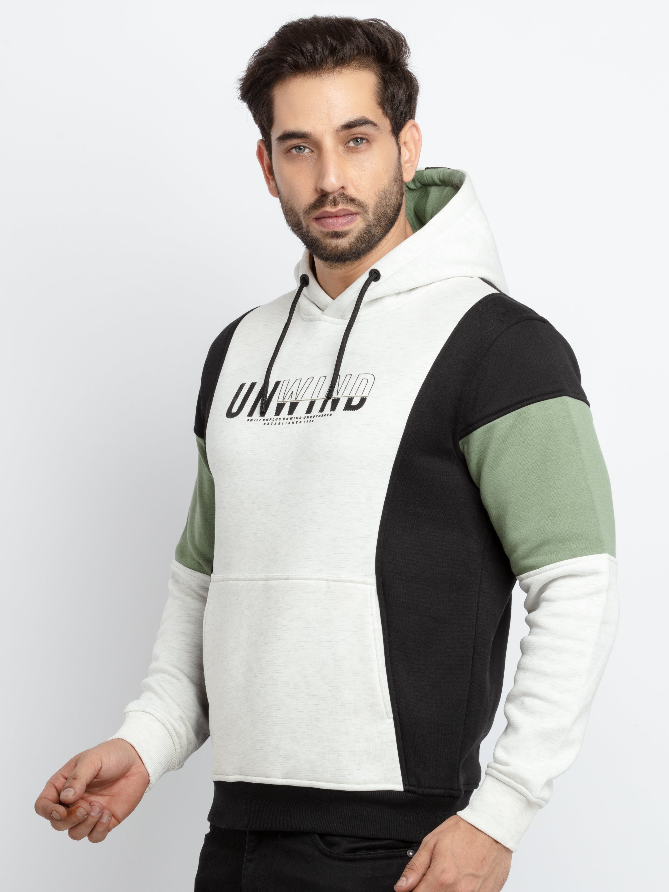 Mens Colour Blocking Hooded Sweatshirt Secondary image