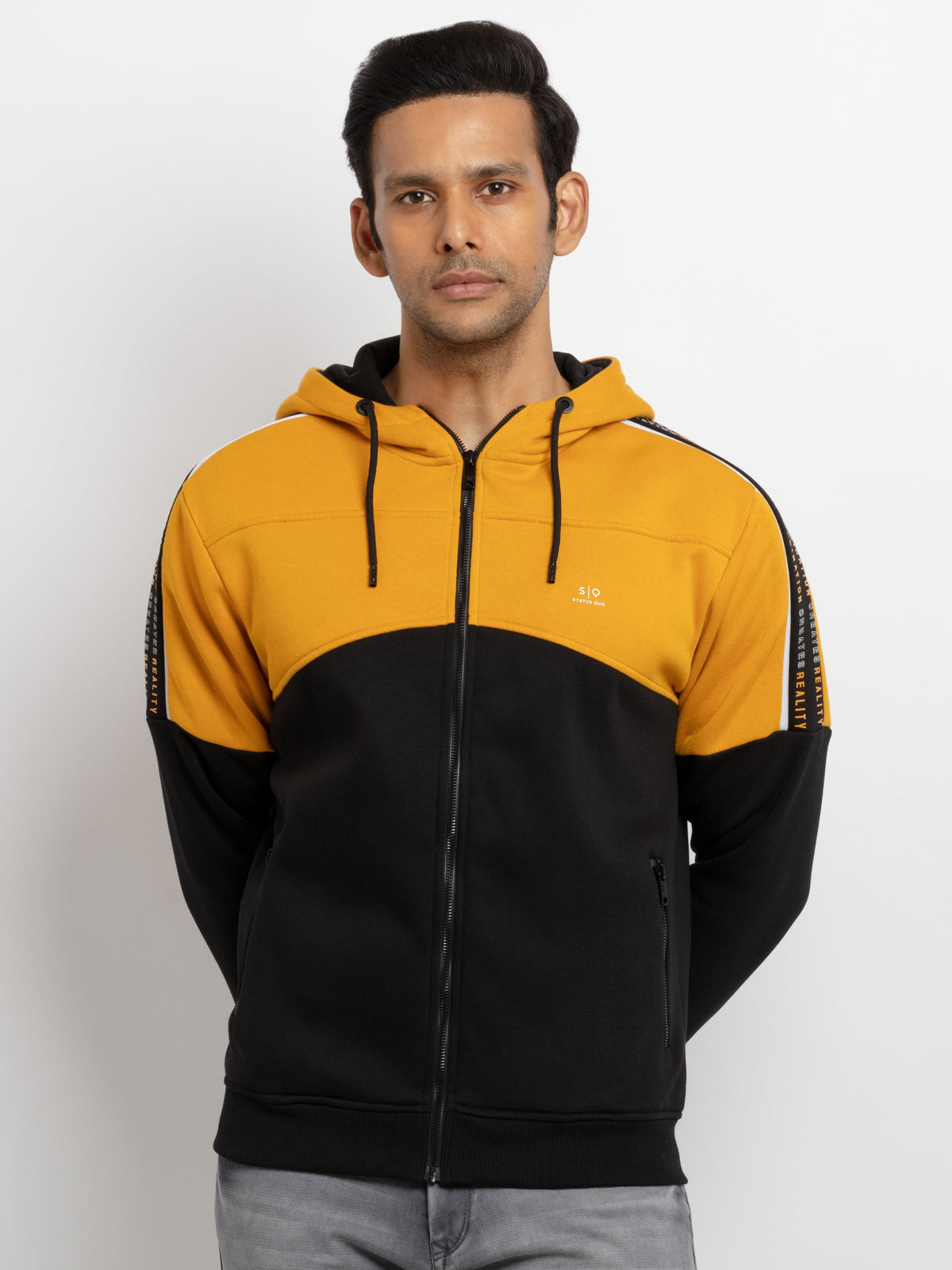Status Quo |Printed Regular Fit Hooded Sweatshirt - 3XL, 4XL, 5XL