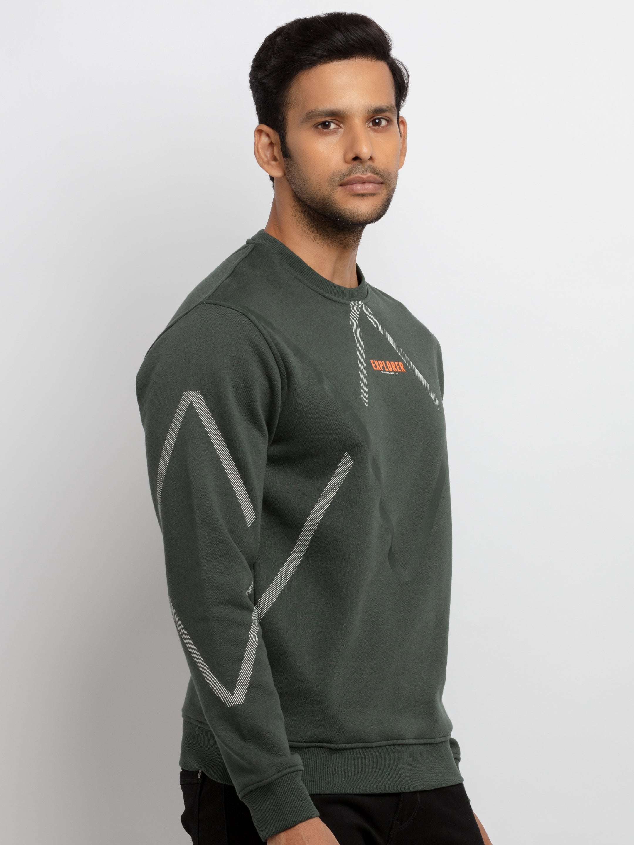 Mens Printed Round Neck Sweatshirt