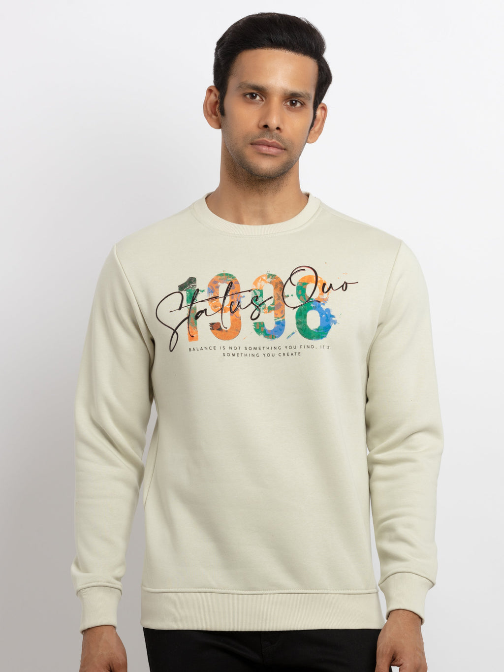 Status Quo |Printed Regular Fit Hooded Sweatshirt - 3XL, 4XL, 5XL