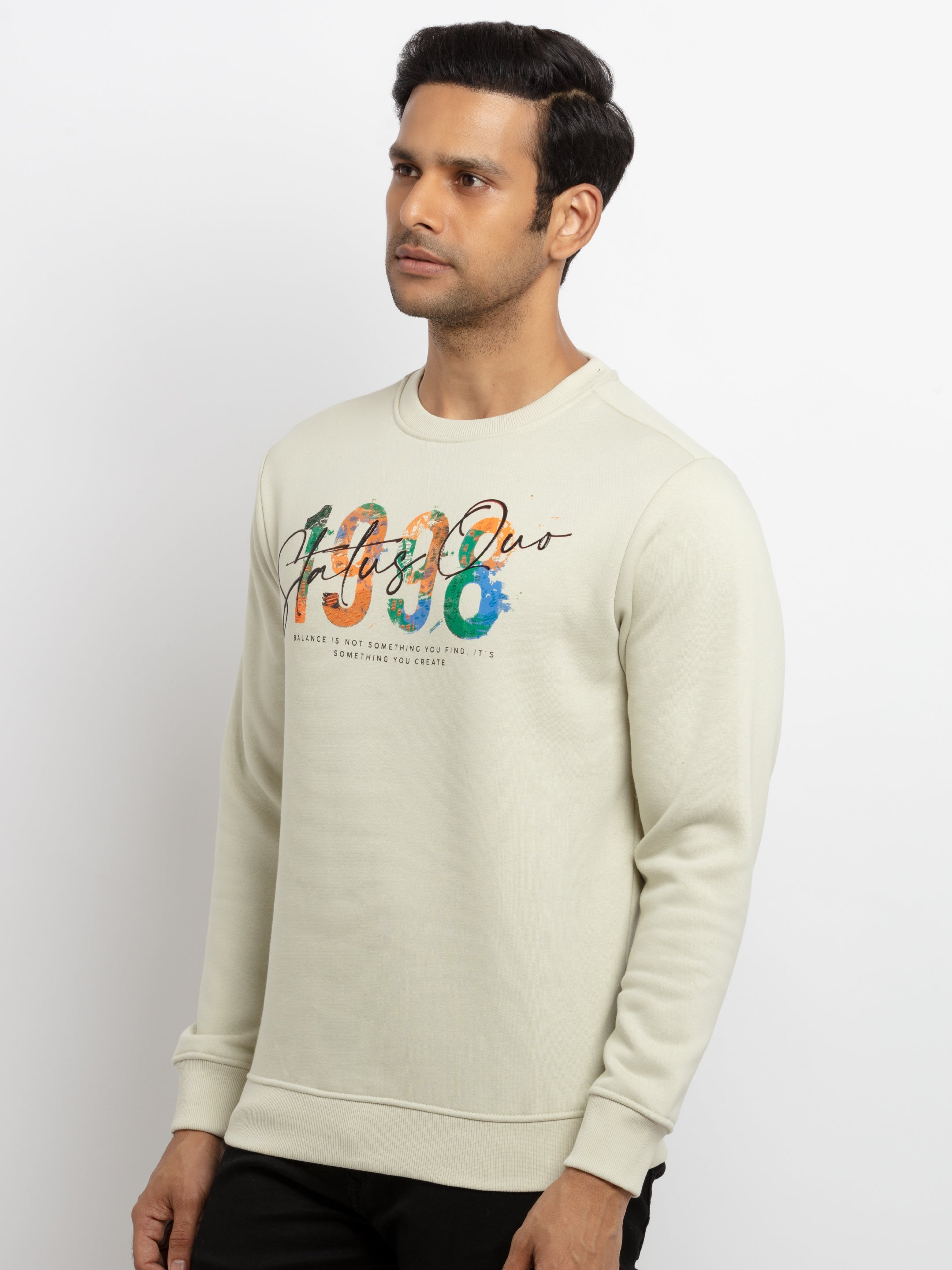 Mens Printed Round Neck Sweatshirt