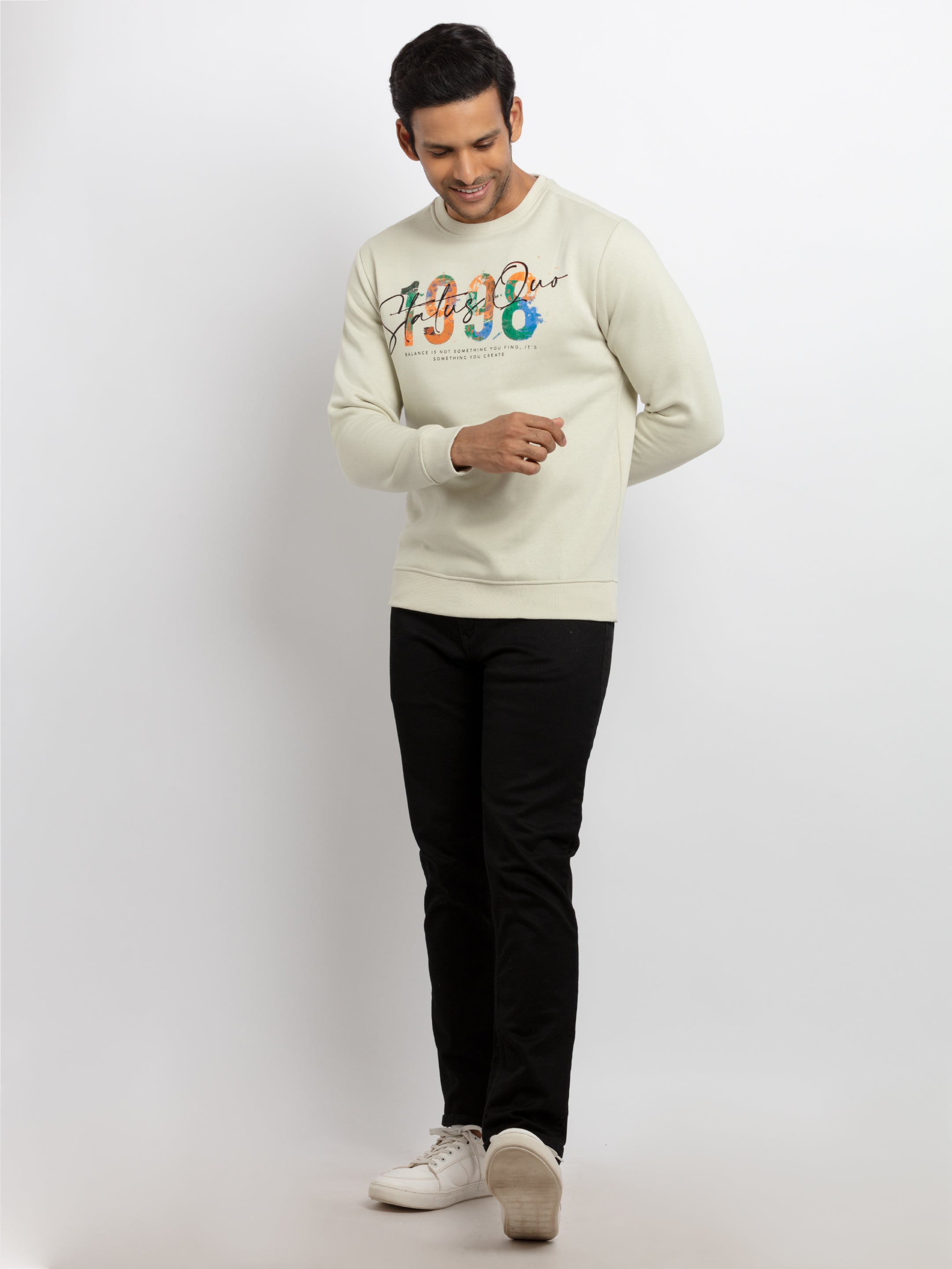 Mens Printed Round Neck Sweatshirt