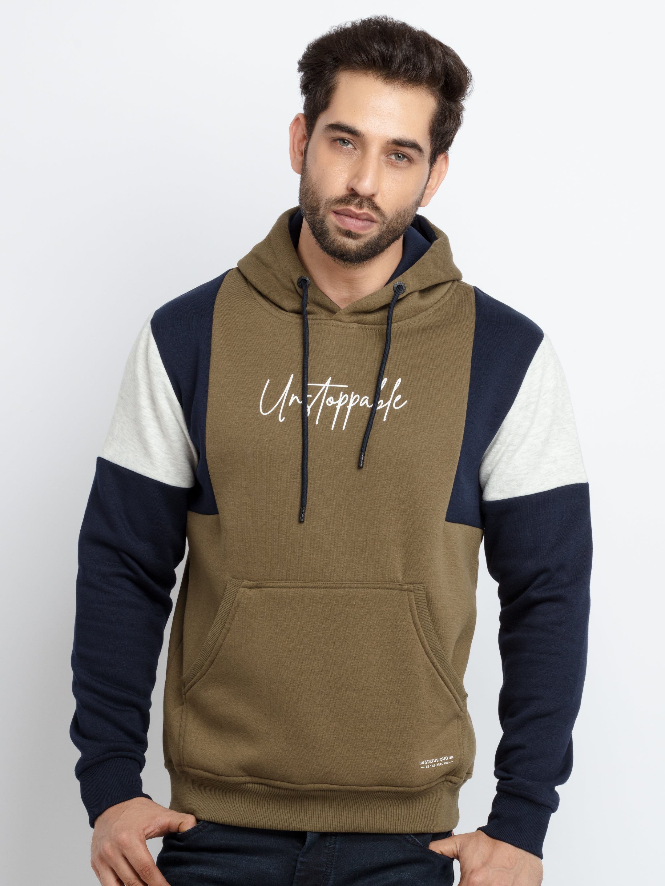 Status Quo |Printed Regular Fit Hooded Sweatshirt - 3XL, 4XL, 5XL