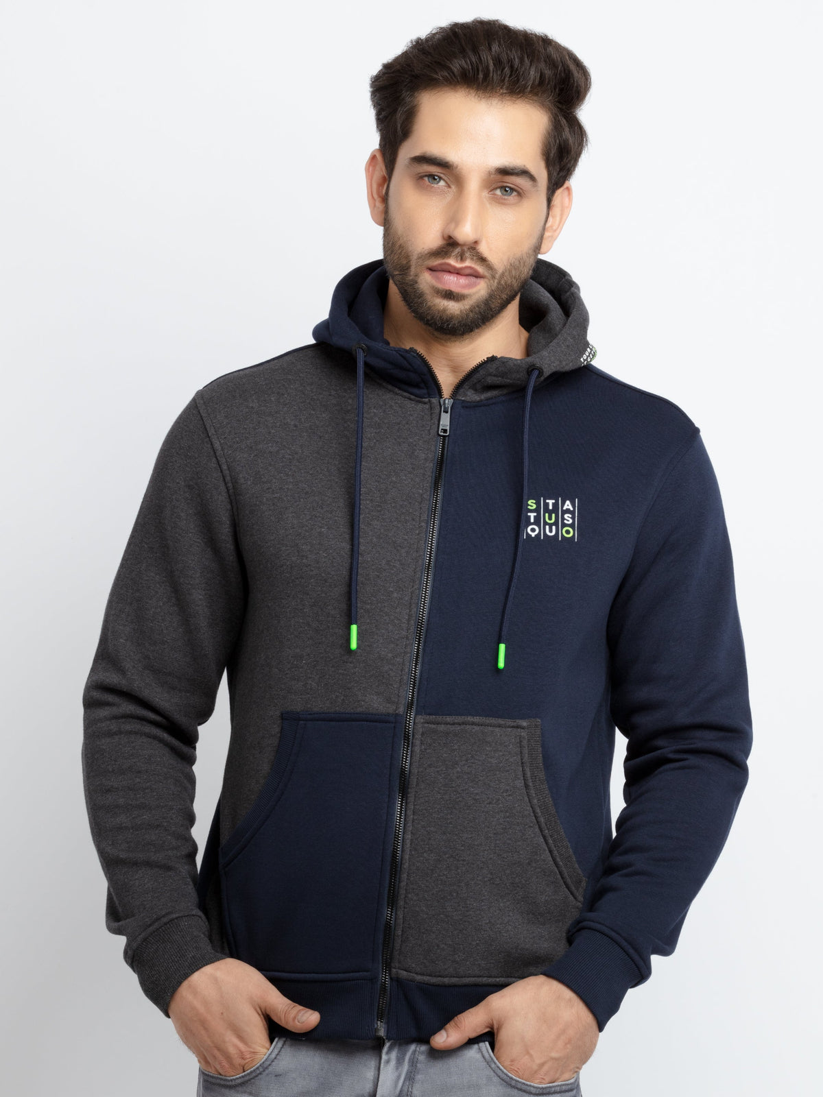 Status Quo |Printed Regular Fit Hooded Sweatshirt - 3XL, 4XL, 5XL