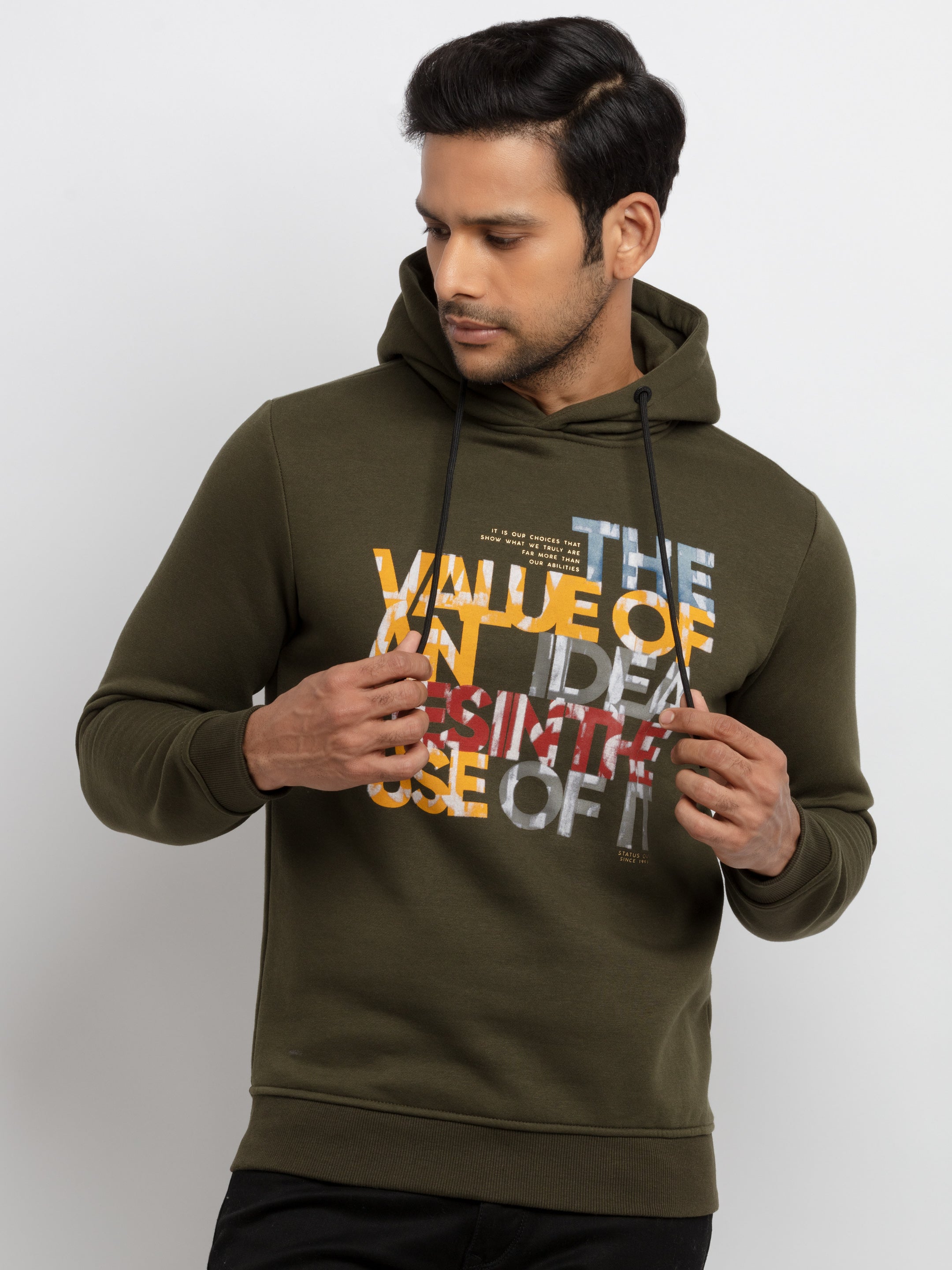 Status Quo |Printed Regular Fit Hooded Sweatshirt - S, M, L, XL, XXL Main image
