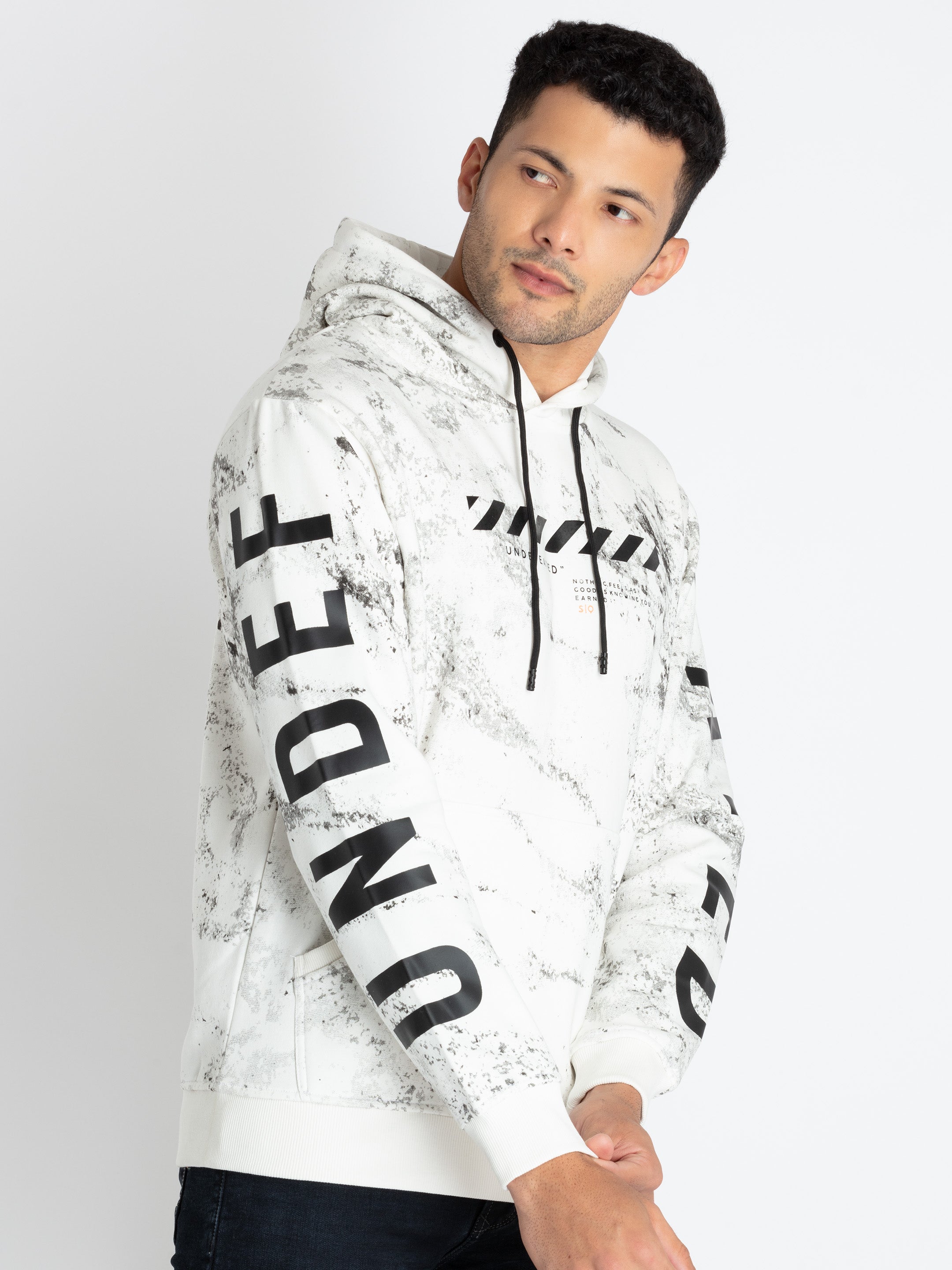 Mens All Over Print Sweatshirt With Hoodie M OFF WHITE SQ-FL-23725-OFF WHITE
