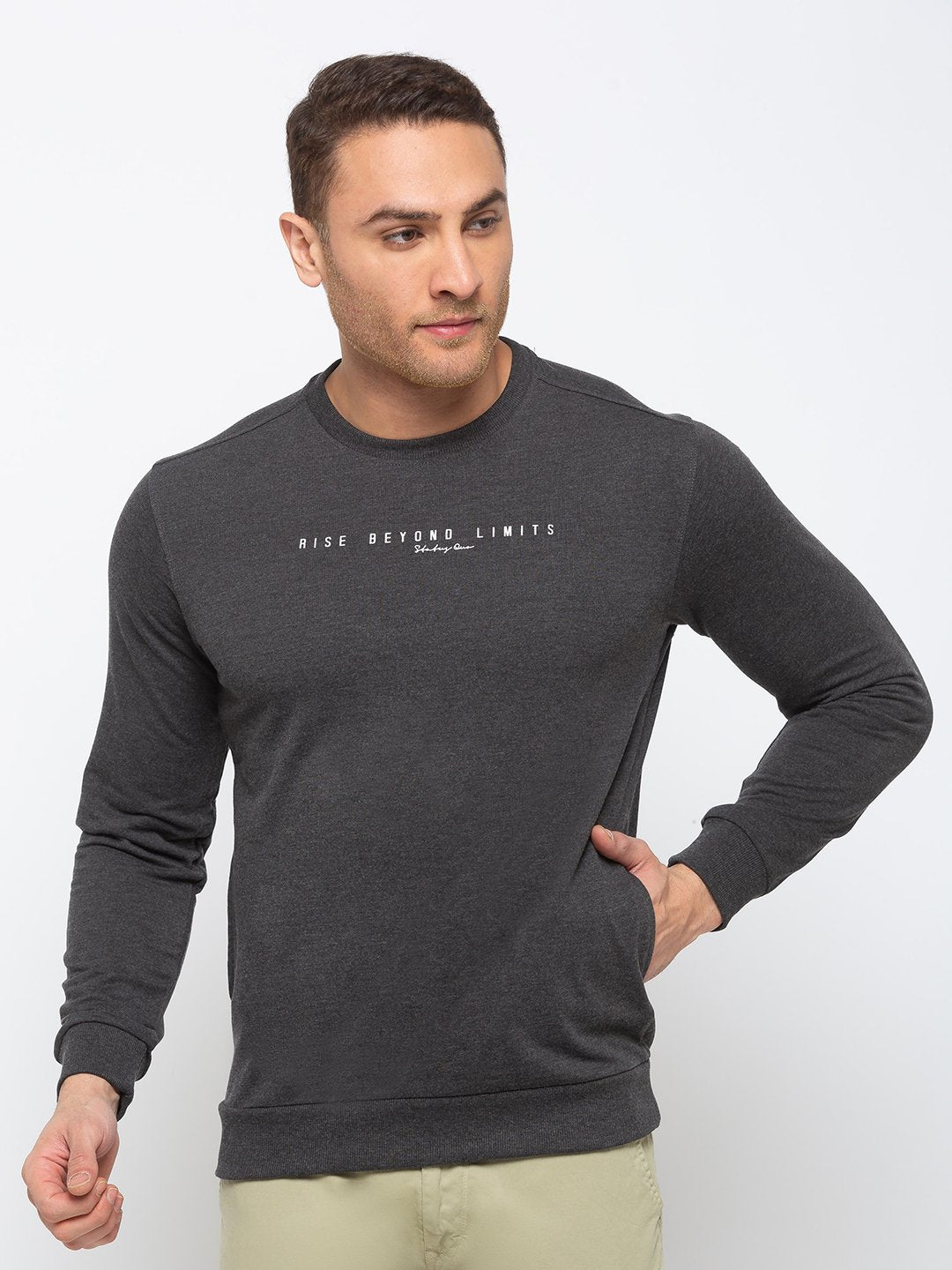 Status Quo |Chest Print Regular Fit Round Neck T-shirt - 3XL, 4XL, 5XL