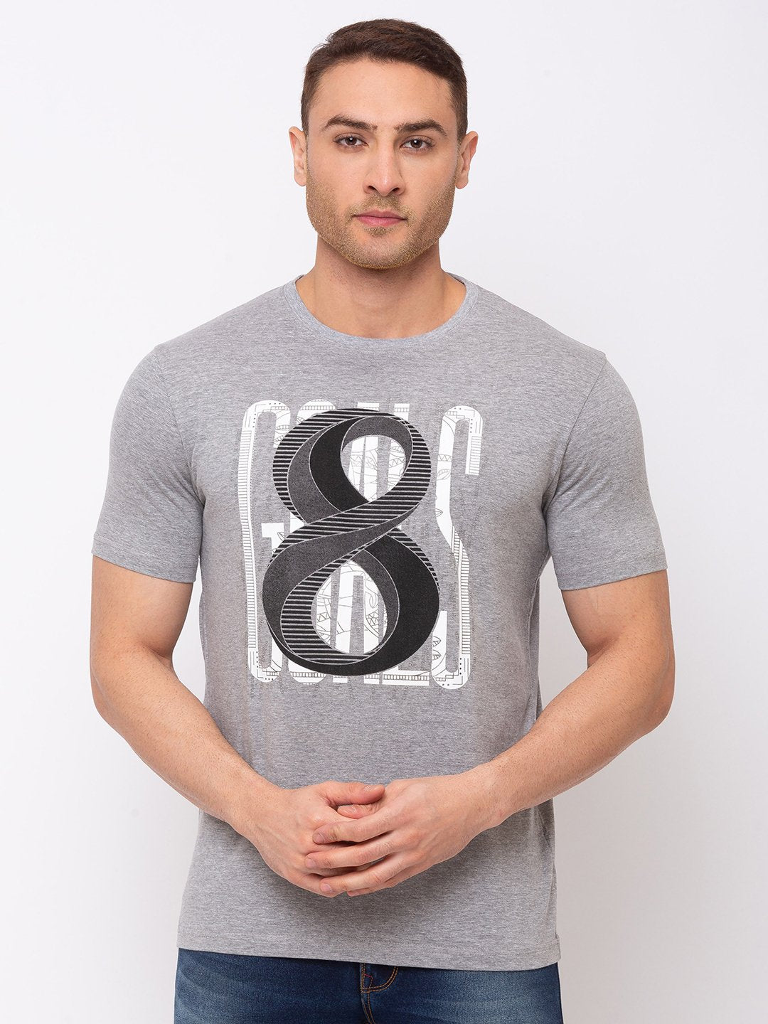 Status Quo |Chest Print Round Neck T-shirt with HD Print - M, L, XL, XXL