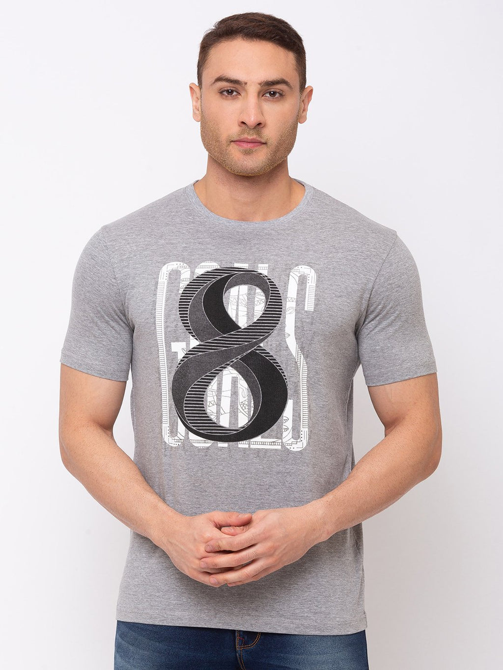 Status Quo |Chest Print Round Neck T-shirt with HD Print - M, L, XL, XXL