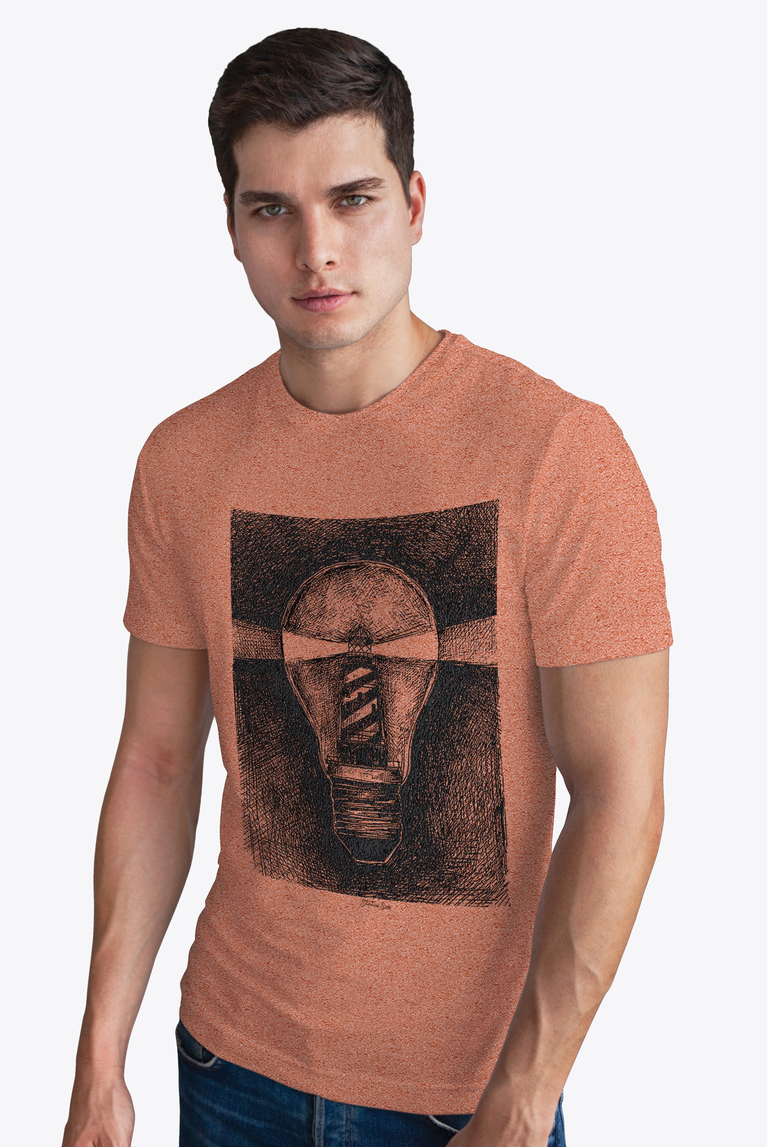 LT Coral Cotton Chest Print Tee
