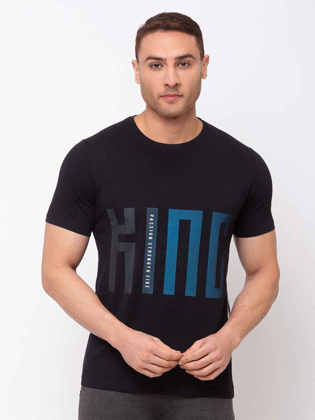 Status Quo |Placement Print Round Neck T-shirt which has Pigment Print - 3XL, 4XL, 5XL