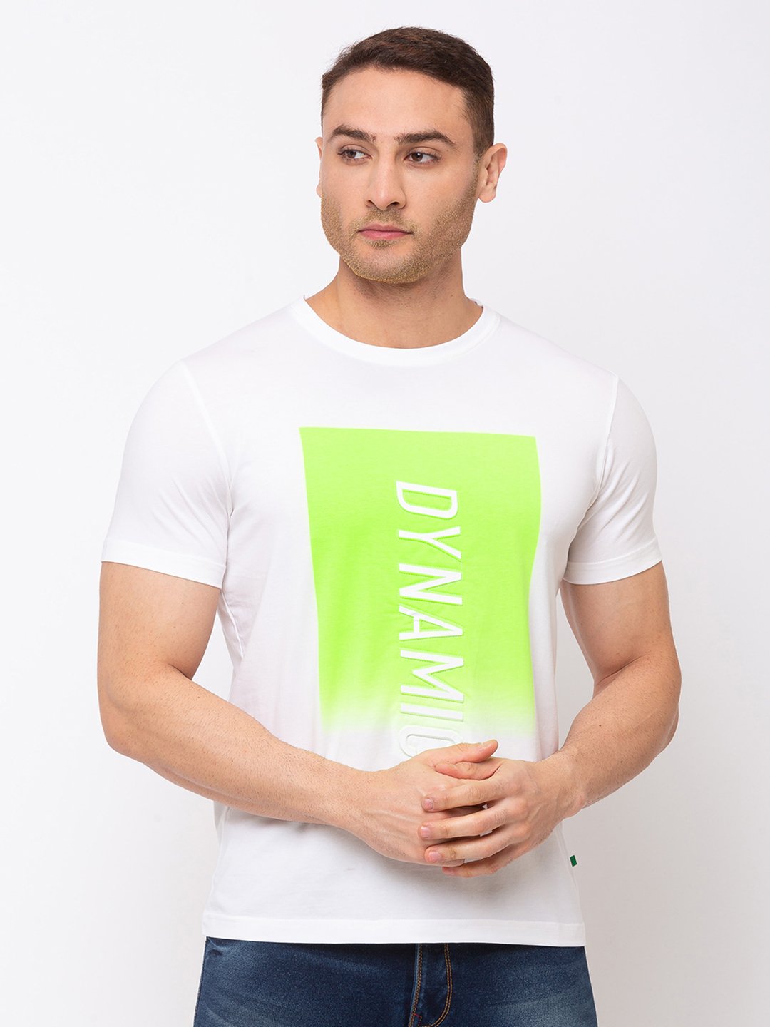Status Quo |Chest Print Round Neck T-shirt which is Embossed with Transfer Sticker - M, L, XL, XXL