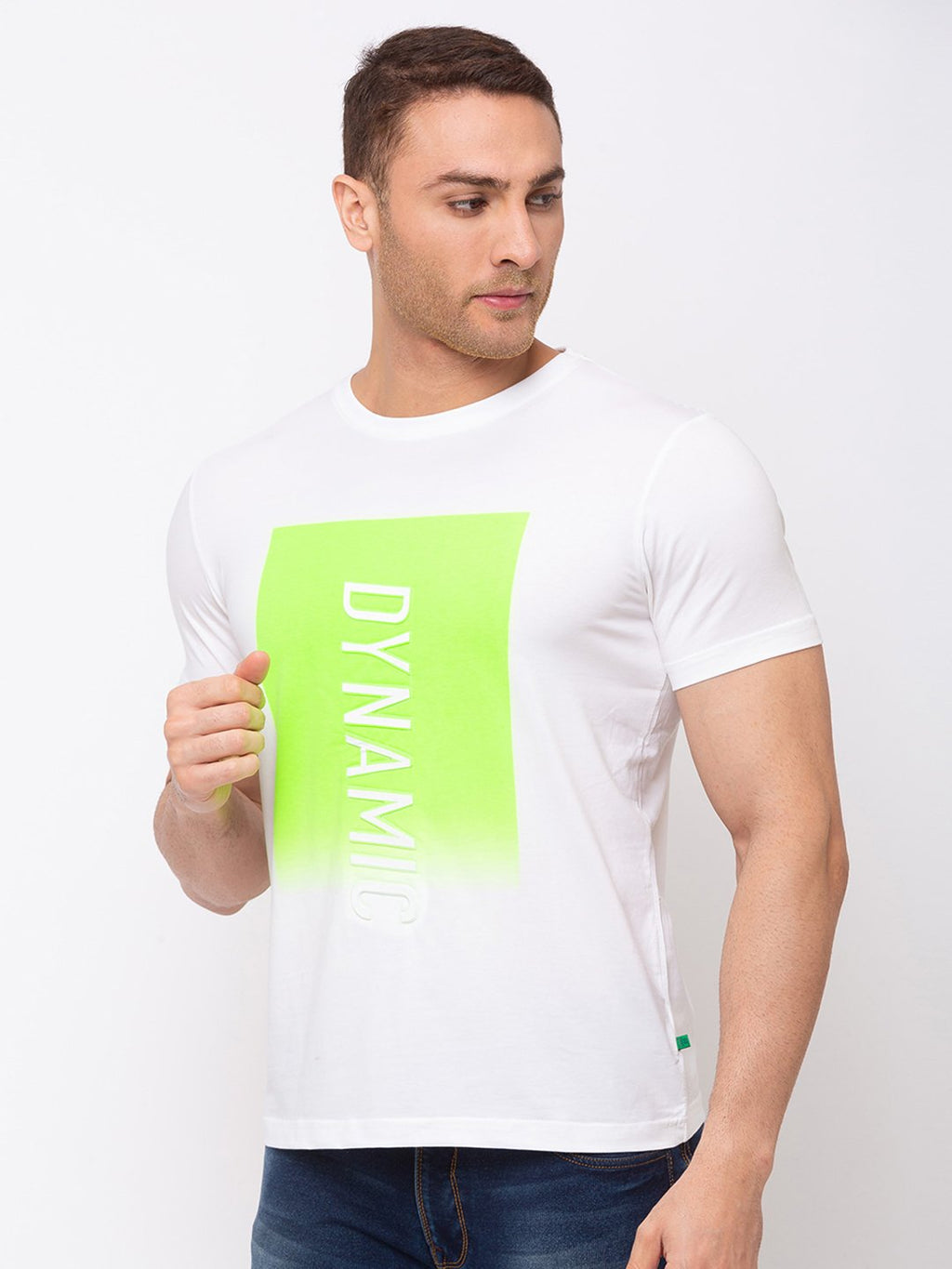 Chest Print Round Neck T-shirt