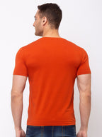 Chest Print Round Neck T-shirt with HD Print
