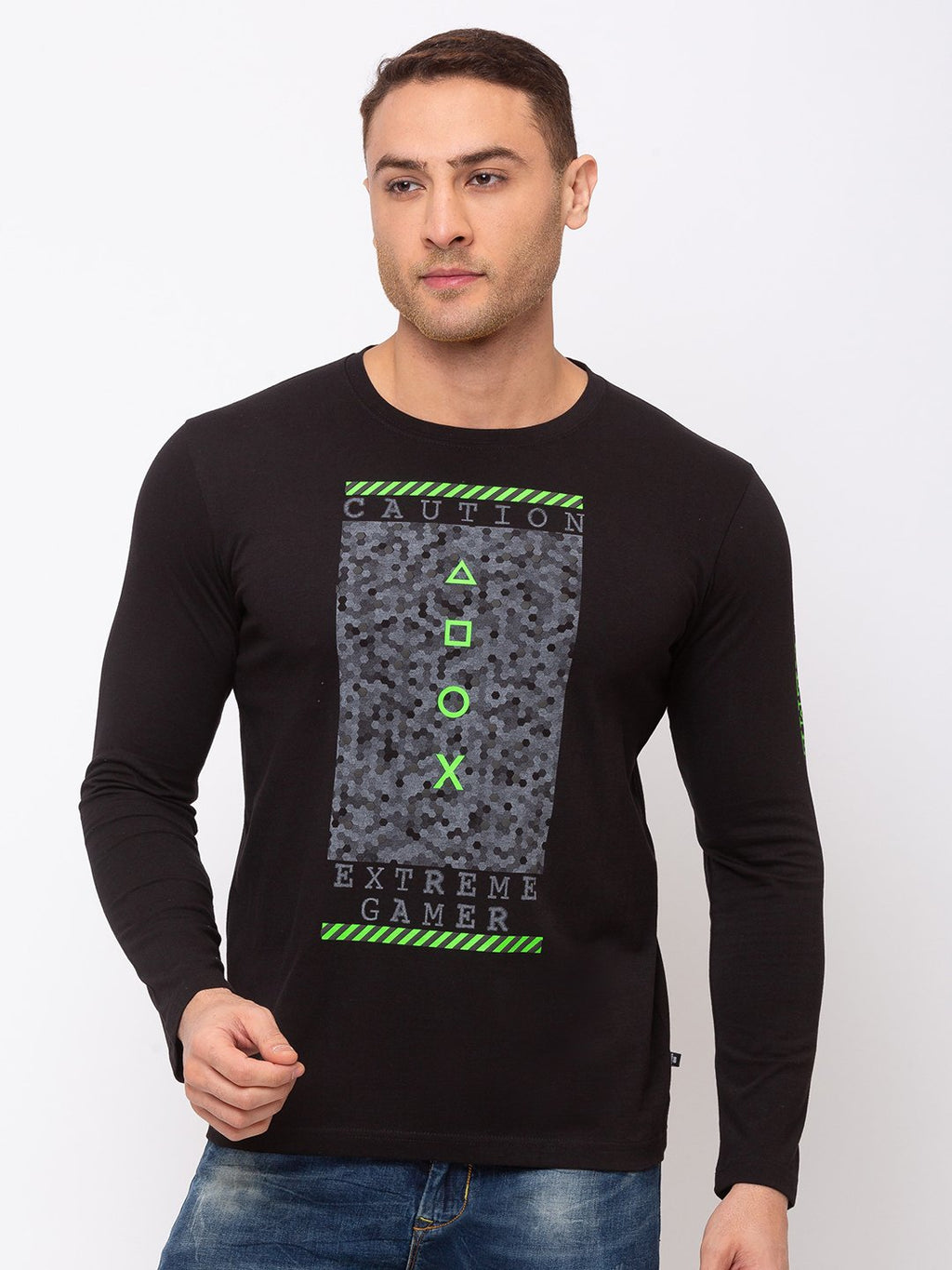 Status Quo |Chest Print Round Neck T-shirt with HD Print - 3XL, 4XL, 5XL