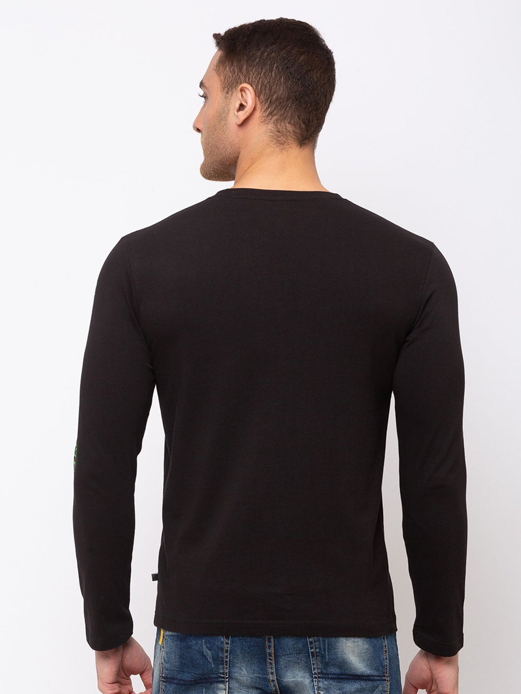 Chest Print Round Neck T-shirt with HD Print