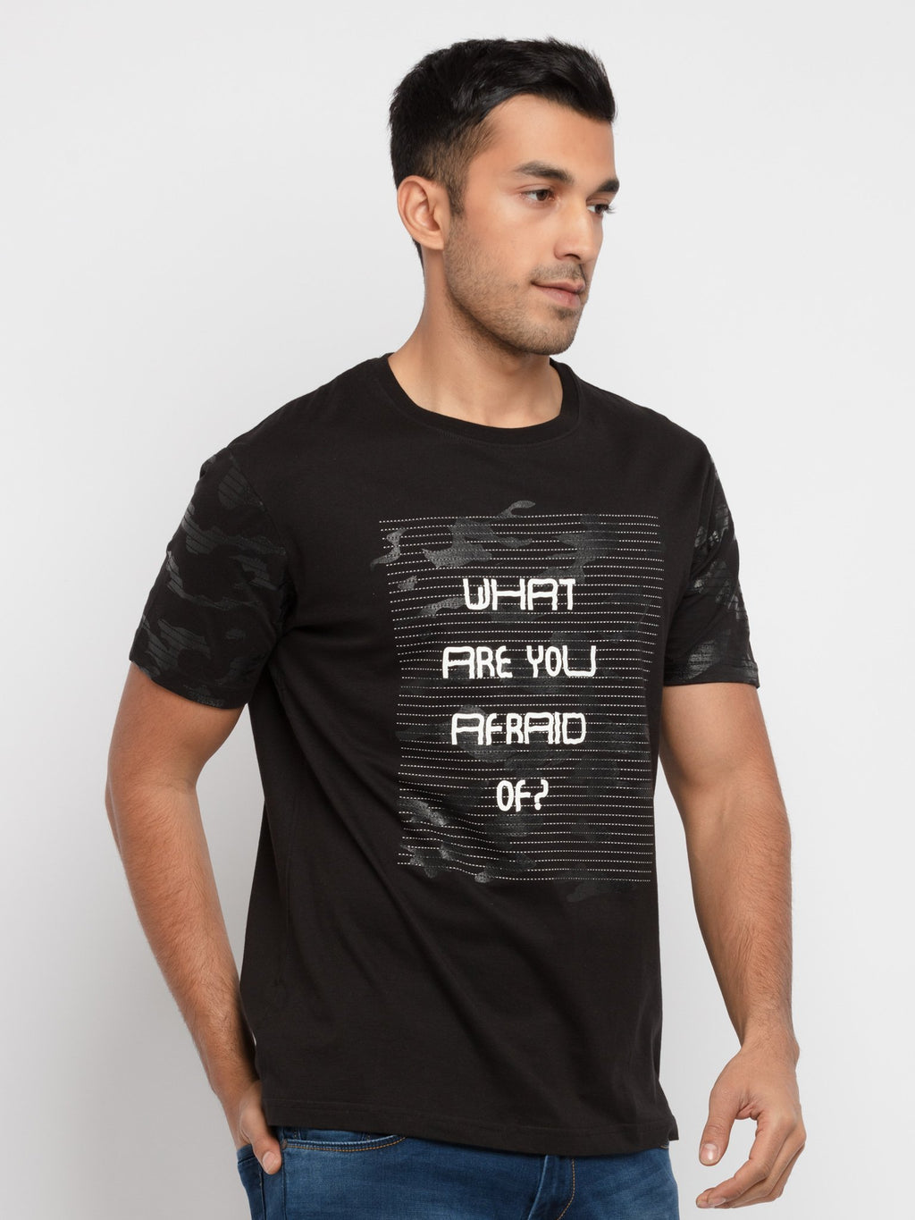 Mens Printed Cameo Round Neck T-Shirt