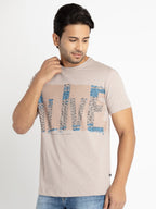 Mens Front Printed Round Neck T-shirt
